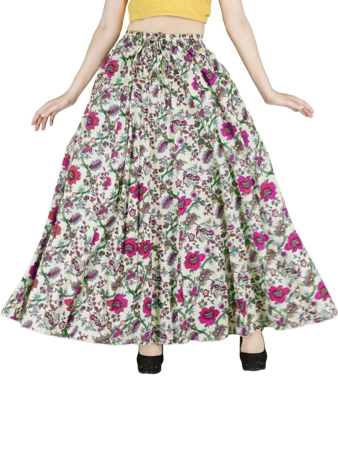 Sttoffa Women Pure Cotton Cotton Cambric Floral Maxi Flared Skirt - view 1