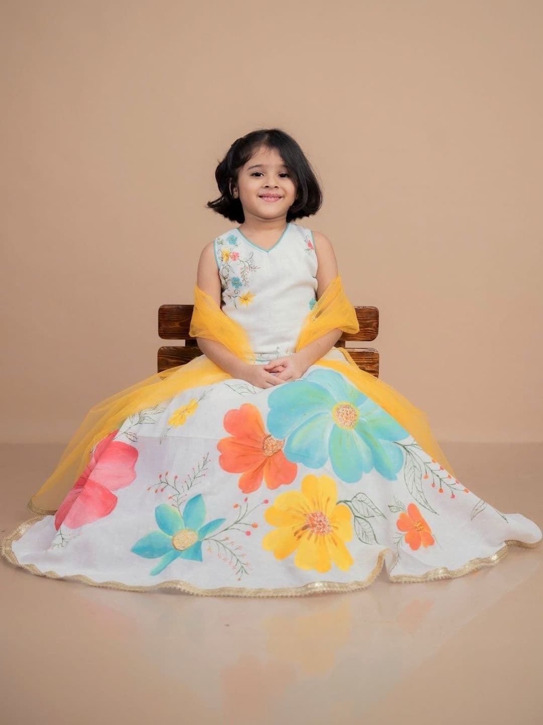 Mini Maana Girls Printed Ready to Wear Lehenga & Blouse With Dupatta - view 1
