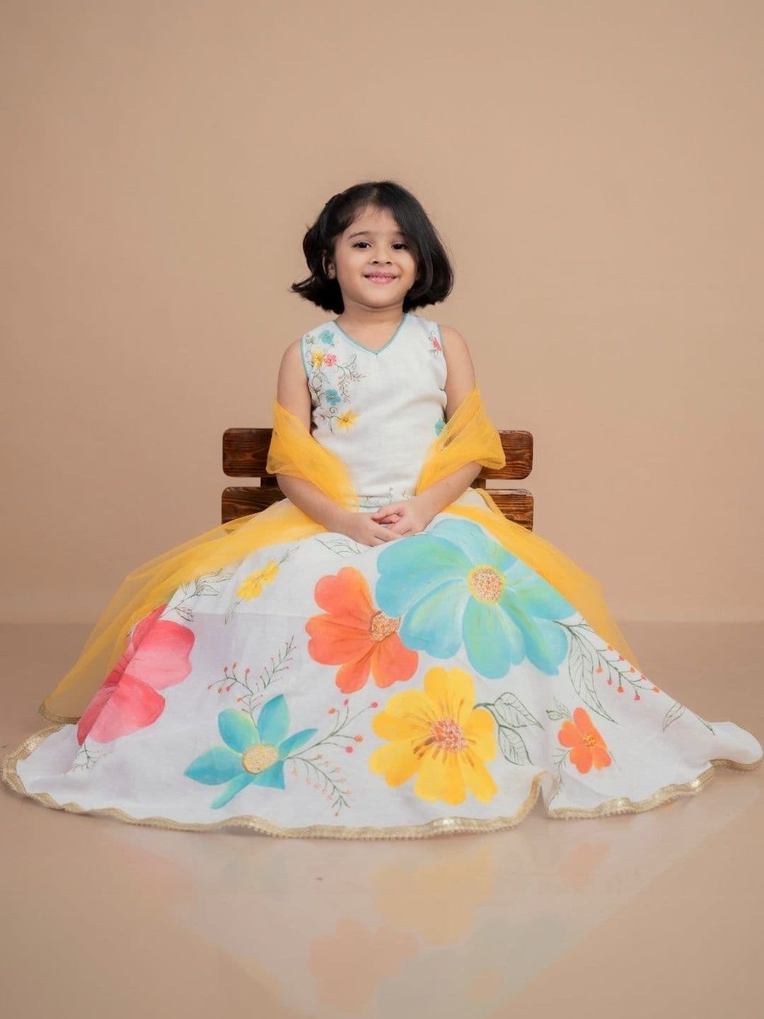 Mini Maana Girls Printed Ready to Wear Lehenga & Blouse With Dupatta - view 1
