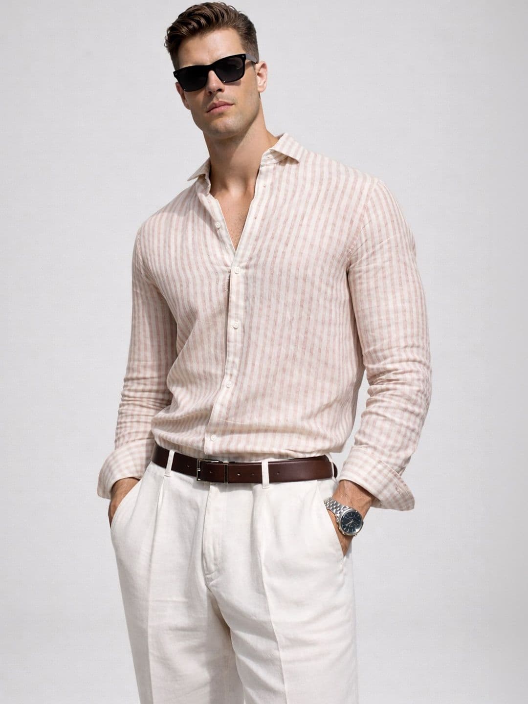 MISCHIEF MONKEY Men Classic Striped Casual Shirt - view 1