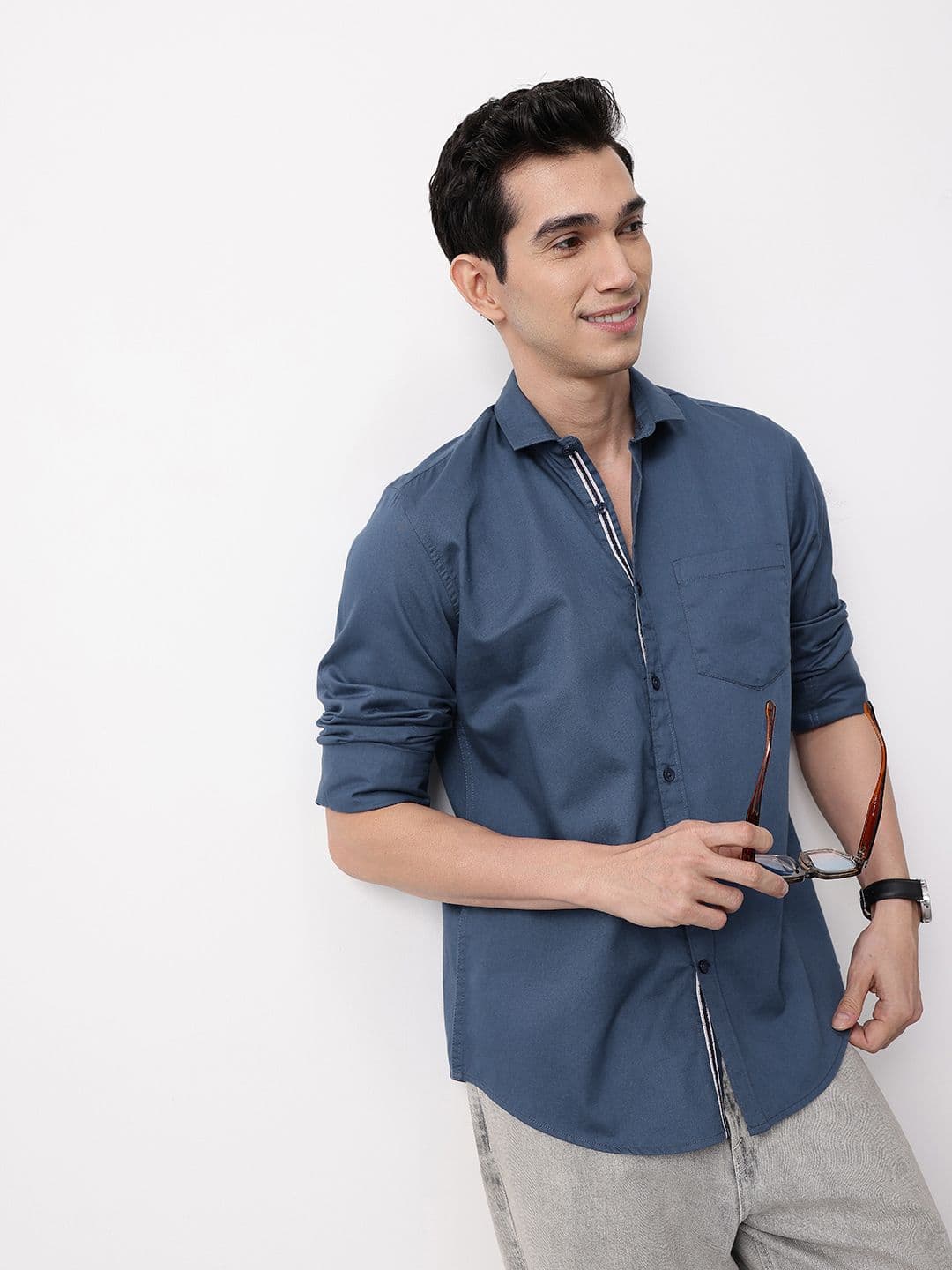 Mast & Harbour Cutaway Collar Pure Cotton Casual Shirt - view 1