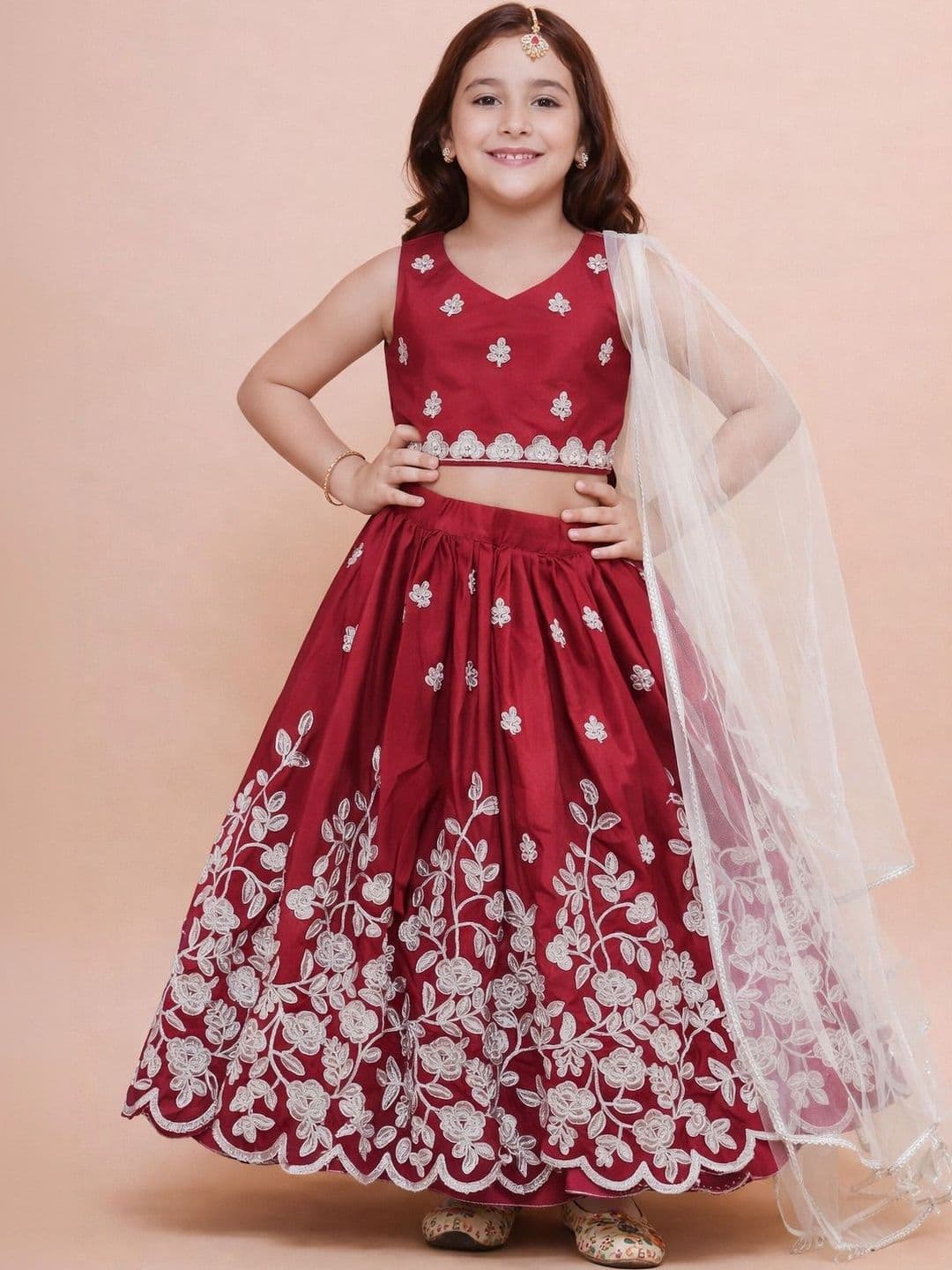 KATRODIYA ENTERPRISE Girls Embroidered Semi-Stitched Lehenga & Blouse With Dupatta - view 1