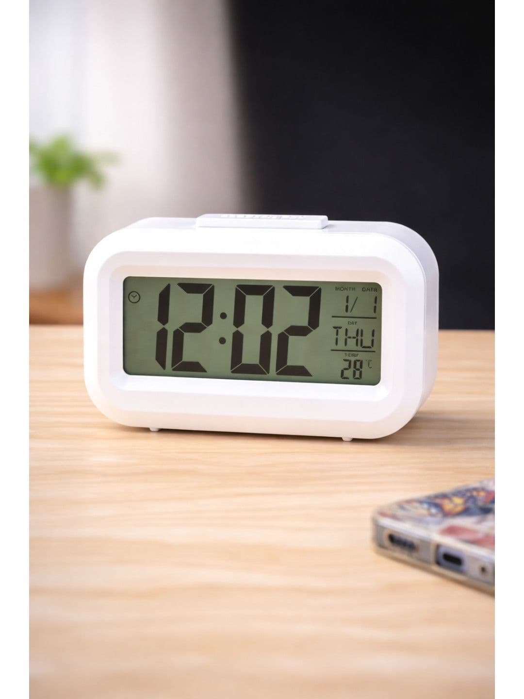 DeoDap White Clear Display Digital Alarm Clock - view 1