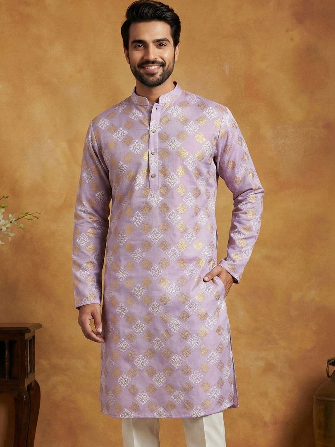 Jompers Men Floral Printed Floral Kurta - view 1