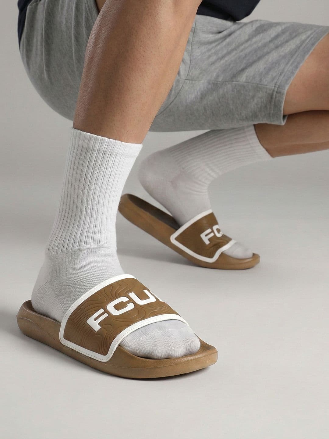 FCUK Men Textured & Printed Sliders - view 1