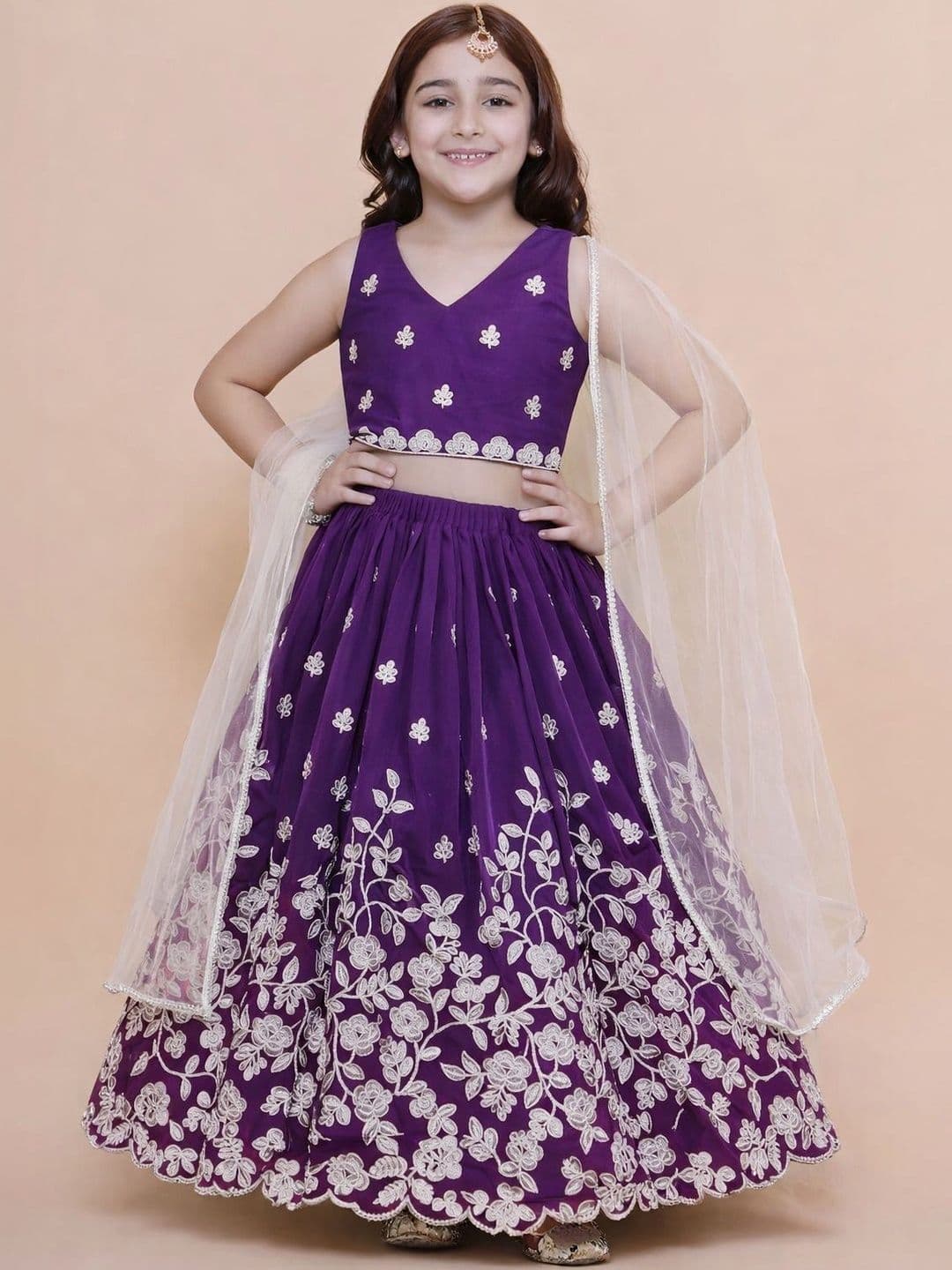 KATRODIYA ENTERPRISE Girls Embroidered Thread Work Semi-Stitched Lehenga & Blouse With Dupatta - view 1