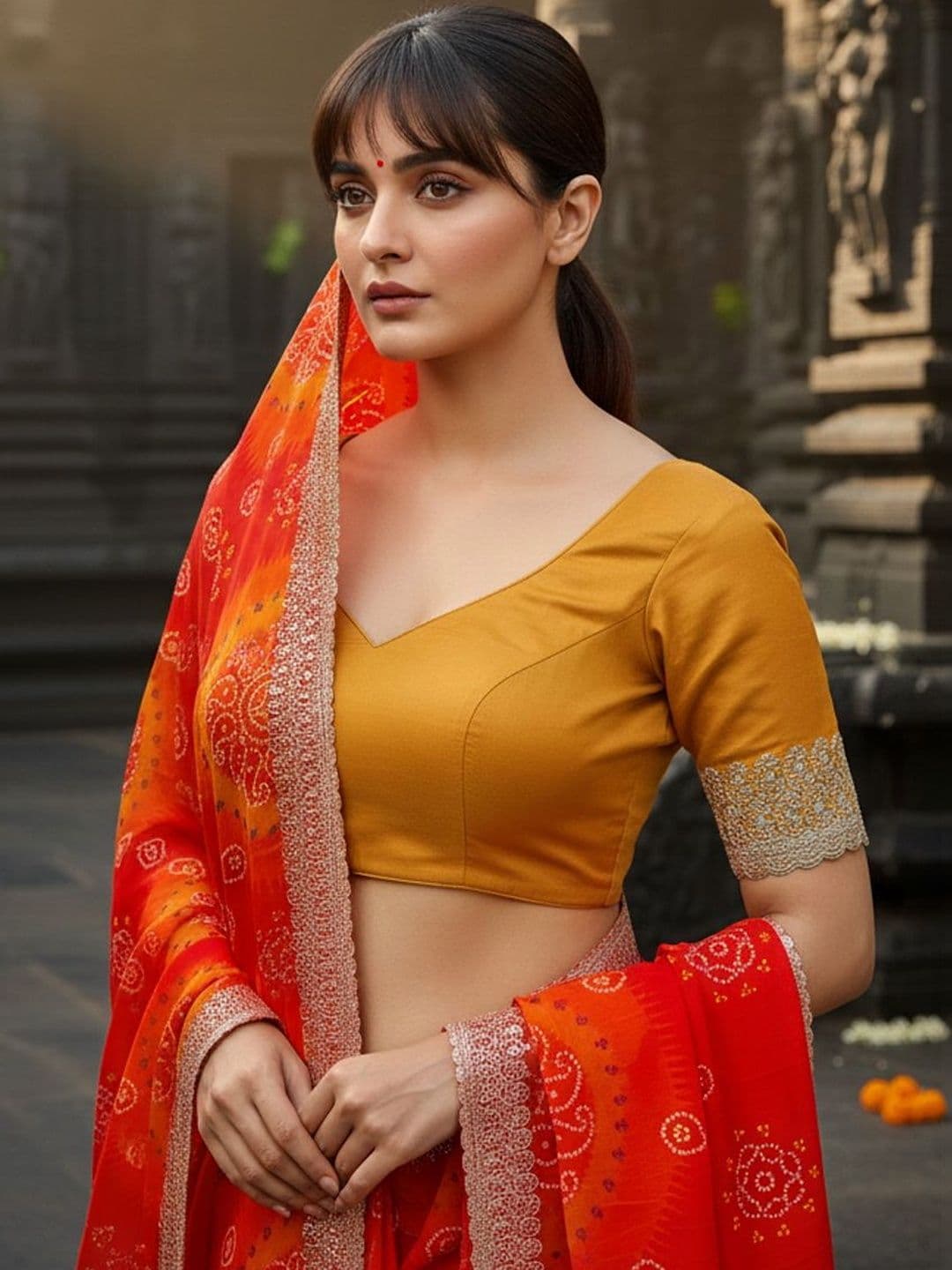 FABLAND Bandhani Embroidered Pure Georgette Heavy Work Bandhani Saree - view 1