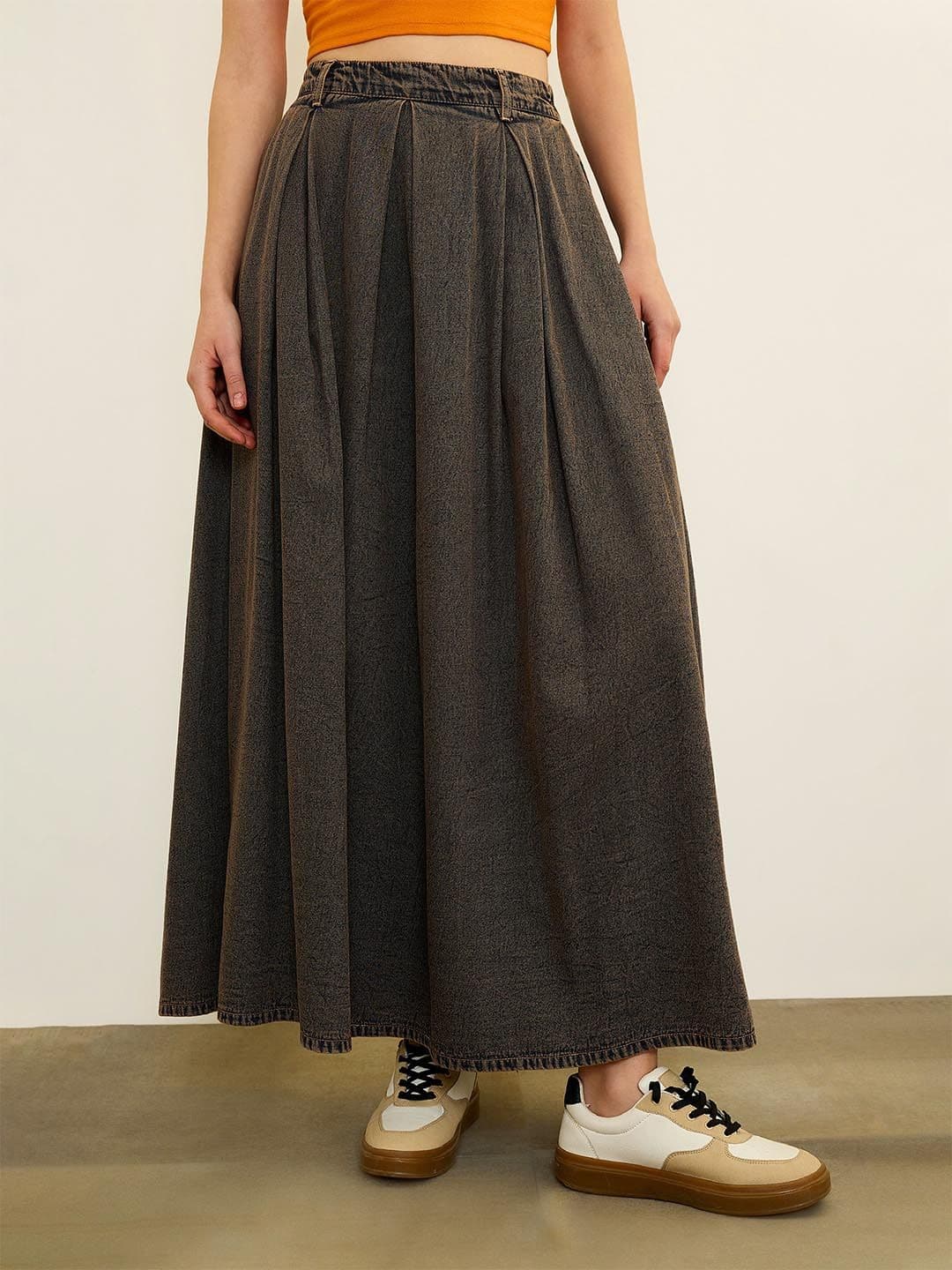 SASSAFRAS Denim Mid Rise Maxi Skirts - view 1