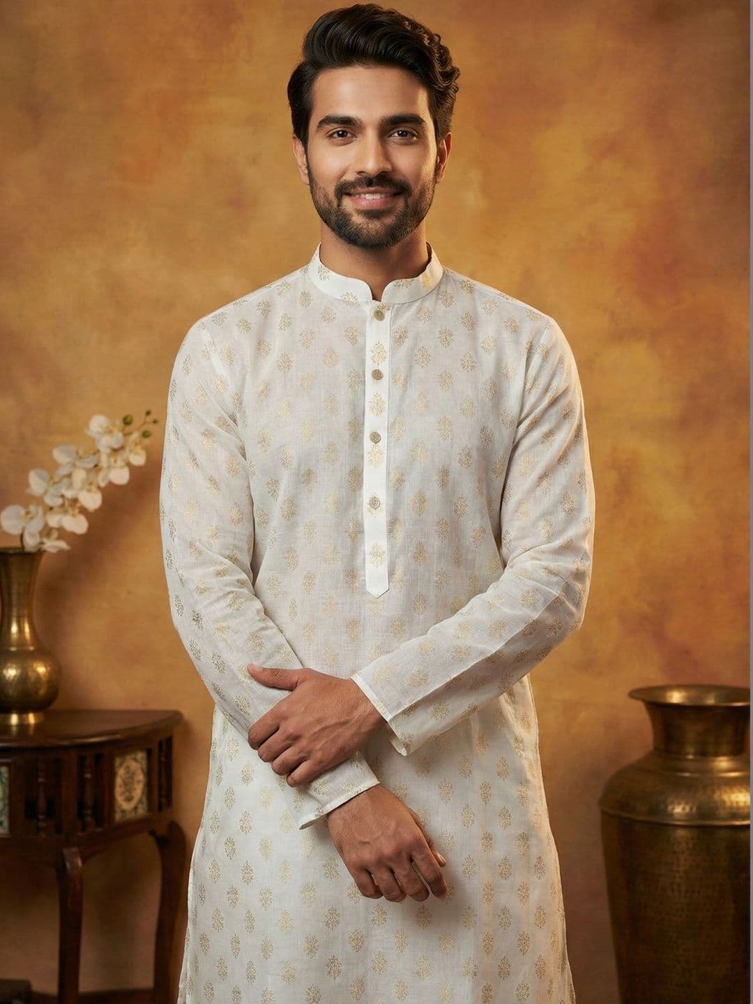 Jompers Men Floral Printed Floral Kurta - view 1