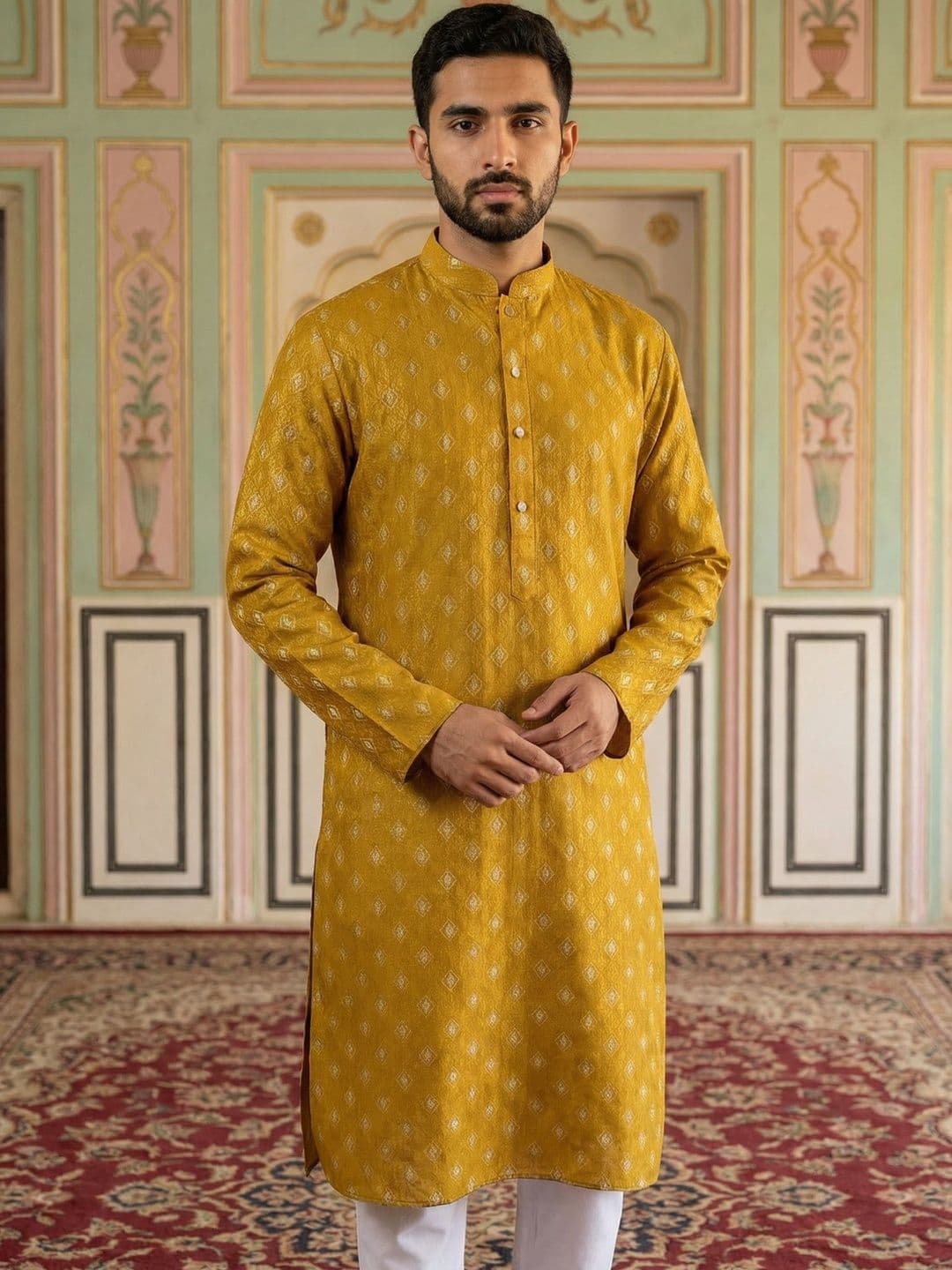 Jompers Men Floral Printed Floral Kurta - view 1