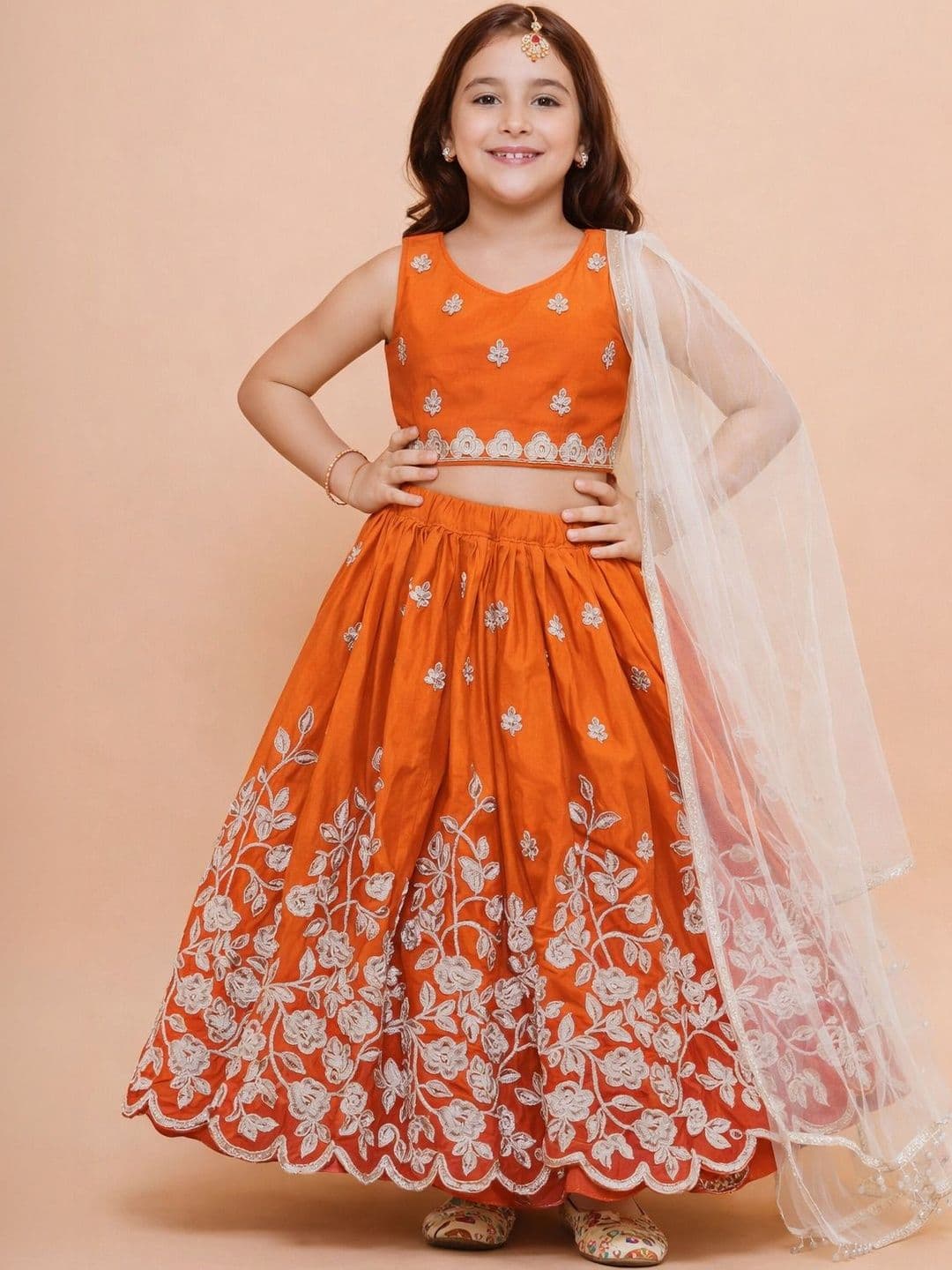 KATRODIYA ENTERPRISE Girls Embroidered Semi-Stitched Lehenga & Blouse With Dupatta - view 1