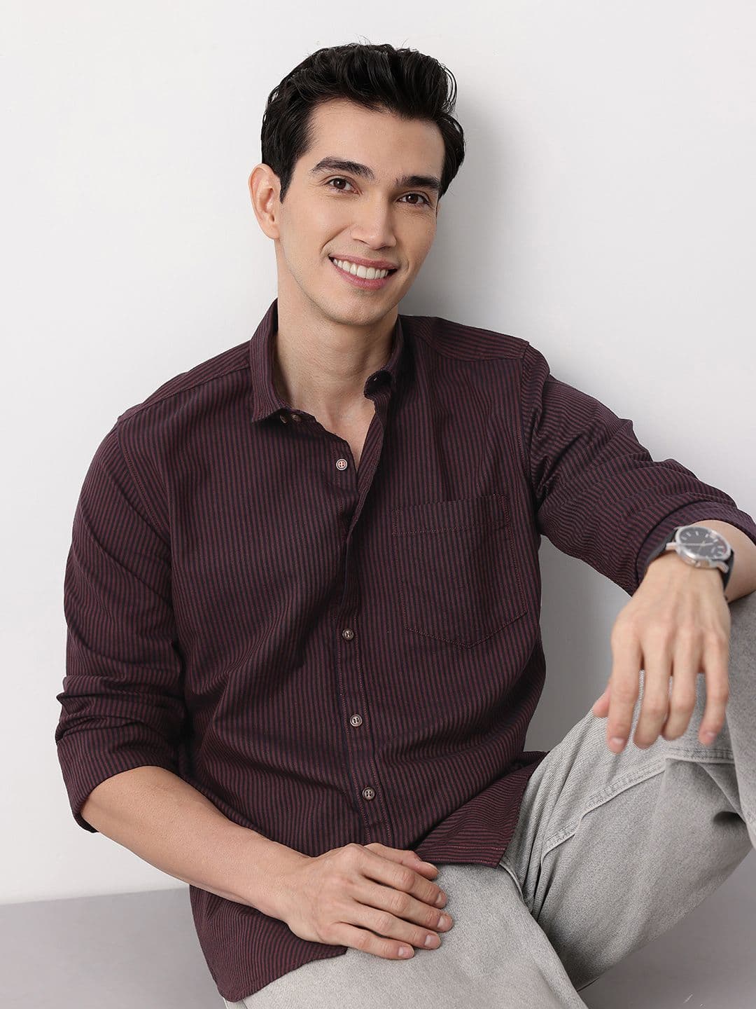 Mast & Harbour Striped Pure Cotton Casual Shirt - view 1
