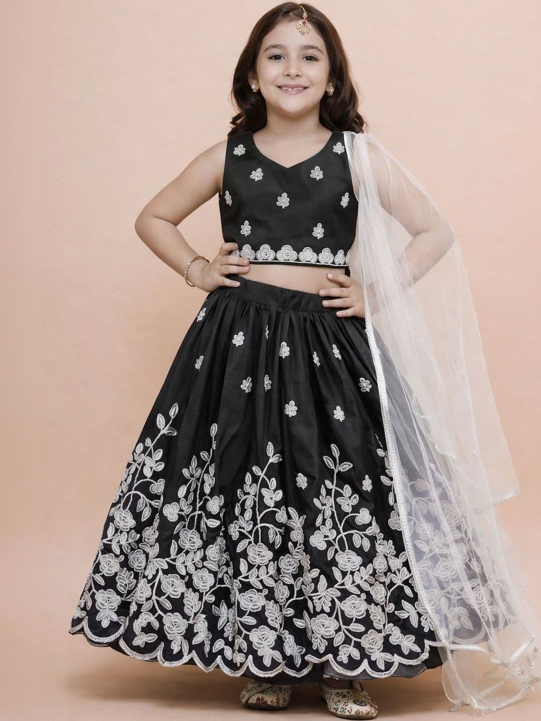 KATRODIYA ENTERPRISE Girls Embroidered Semi-Stitched Lehenga & Blouse With Dupatta - view 1
