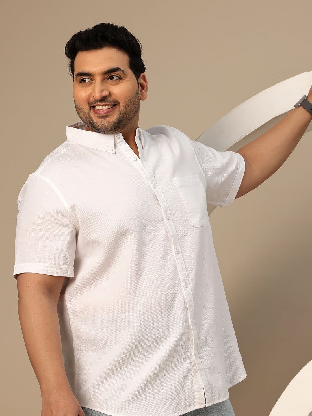 Sztori Plus Size Textured Pure Cotton Casual Shirt - view 1