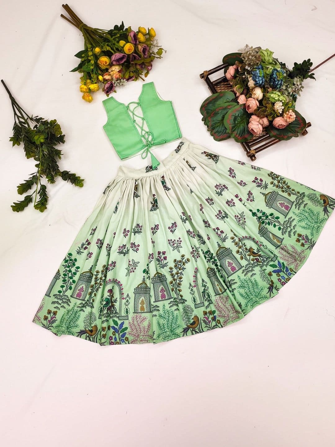 DRISHIV ENTERPRISE Girls Printed Tie and Dye Ready to Wear Lehenga & - view 1