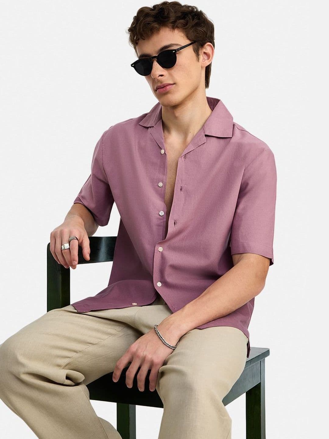 Snitch Cotton Linen Short Sleeves Boxy Fit Shirt - view 1
