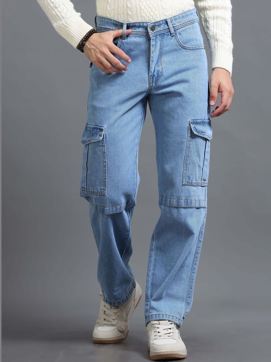 The Roadster Lifestyle Co. Men Clean Look Baggy Fit Cargo Jeans - view 1