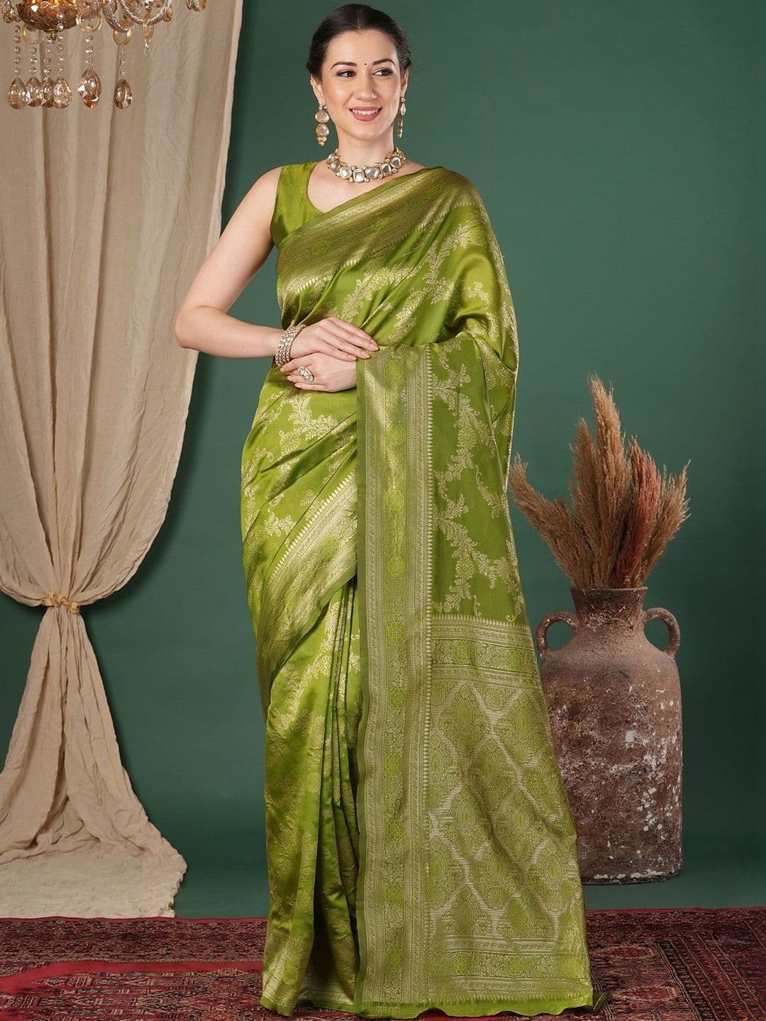 Saree mall Ethnic Motifs Silk Blend Banarasi Sarees - view 1
