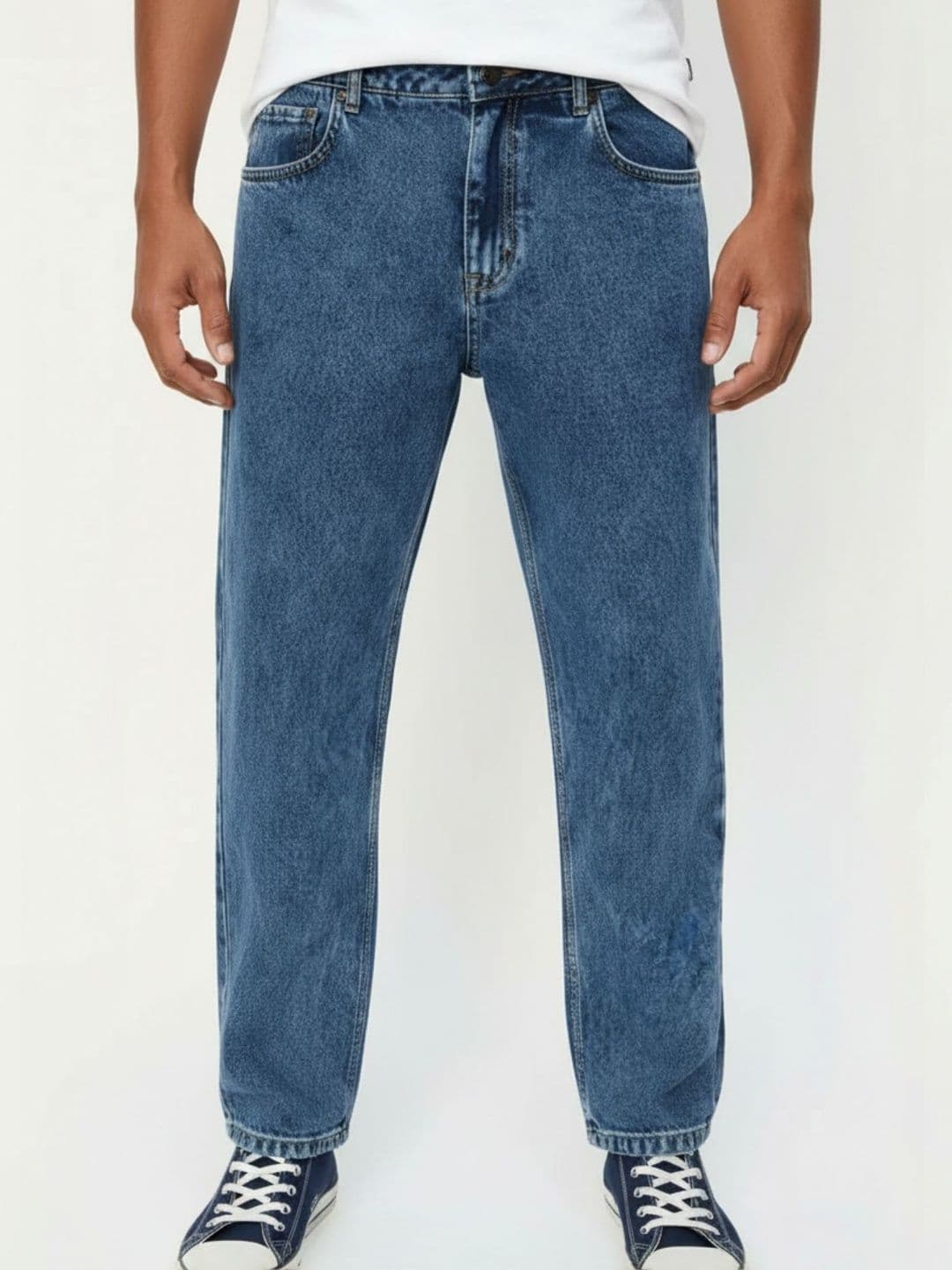 BREXX Men Comfort Wide Leg Mid-Rise Light Fade Stretchable Jeans - view 1