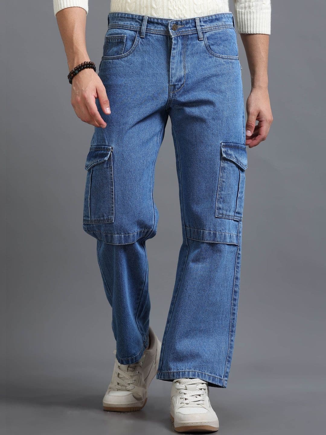 The Roadster Lifestyle Co. Men Clean Look Baggy Fit Cargo Jeans - view 1