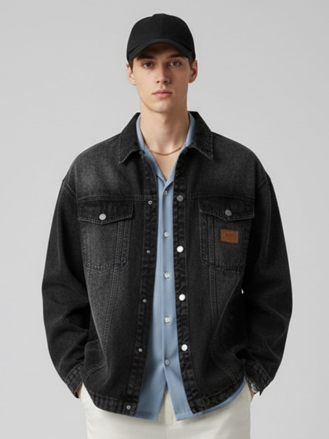 Suo Men Typography Windcheater Denim Jacket - view 1
