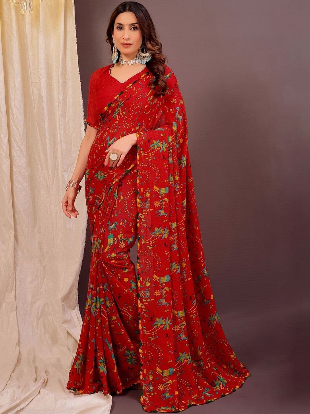 Moda Rapido Ethnic Motifs Poly Georgette Designer Saree - view 1