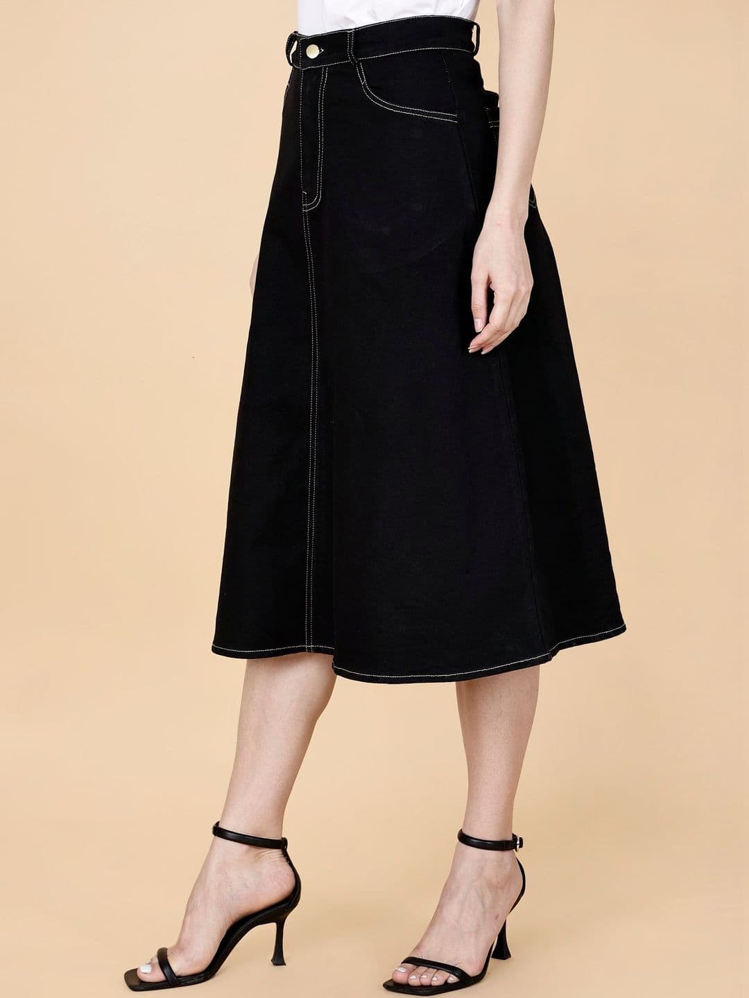 Codaisy Women Denim Knee Length A-Line Skirt - view 1