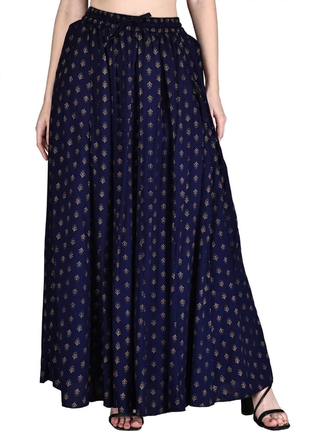 Sttoffa Women Cotton Cambric Floral Maxi Flared Skirt - view 1