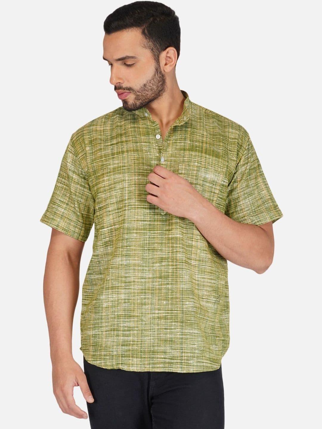 KHADARVAS Men Striped Khadi Handloom Kurta - view 1