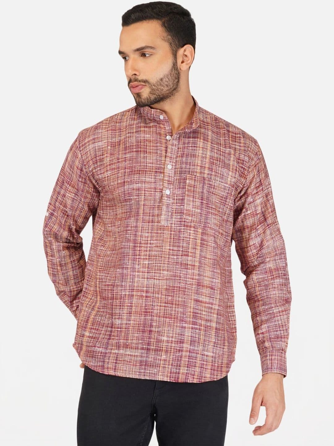 KHADARVAS Men Striped Khadi Handloom Kurta - view 1