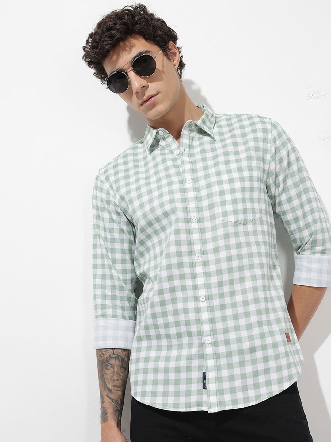 The Roadster Life Co. Gingham Checked Pure Cotton Casual Shirt - view 1