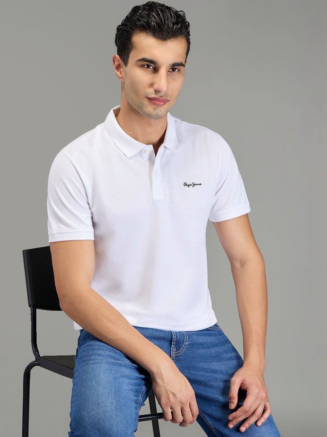 Pepe Jeans Men Brand Logo Polo Collar Pockets T-shirt - view 1