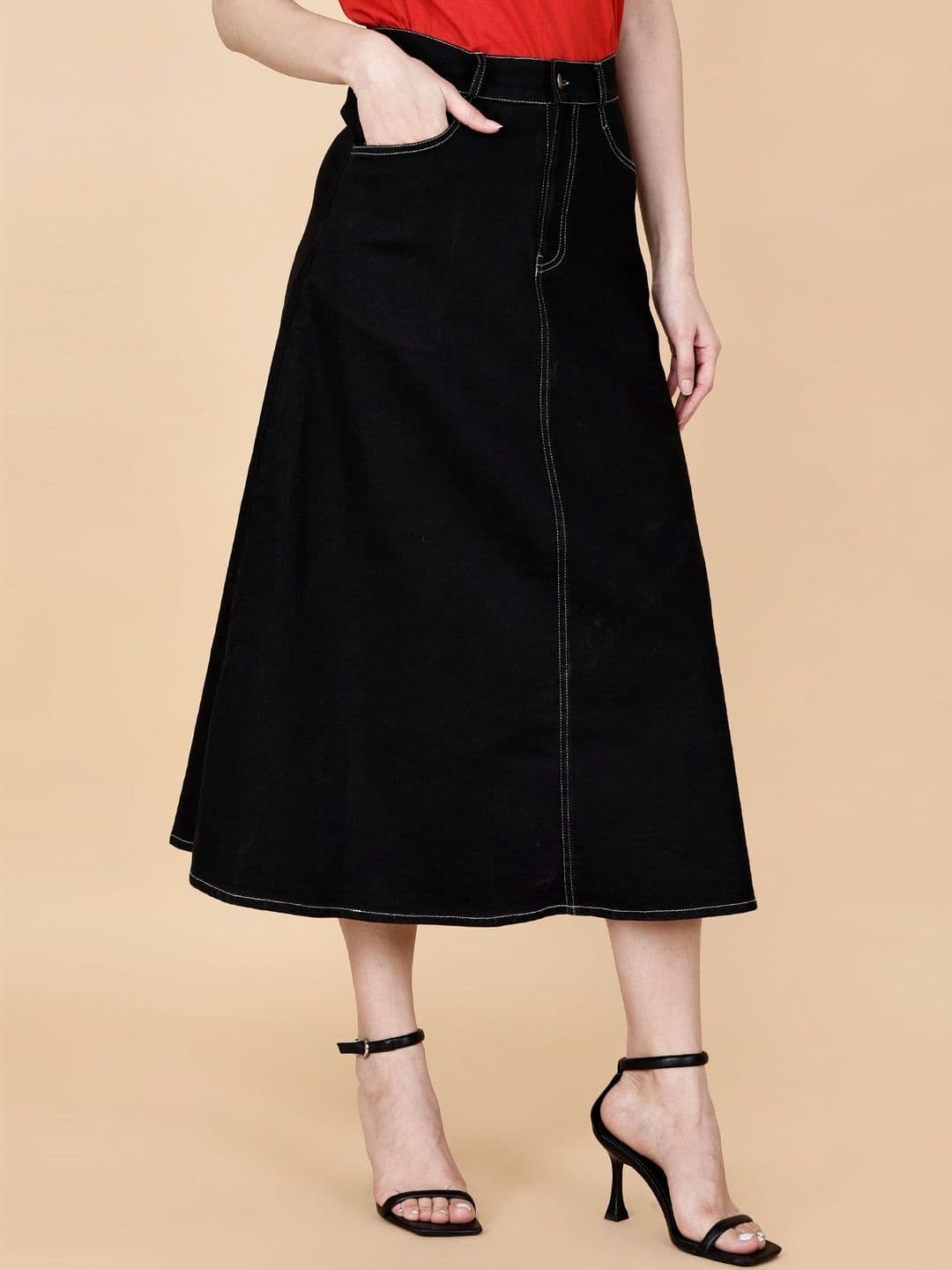 Codaisy Women Denim Maxi A-Line Skirt - view 1