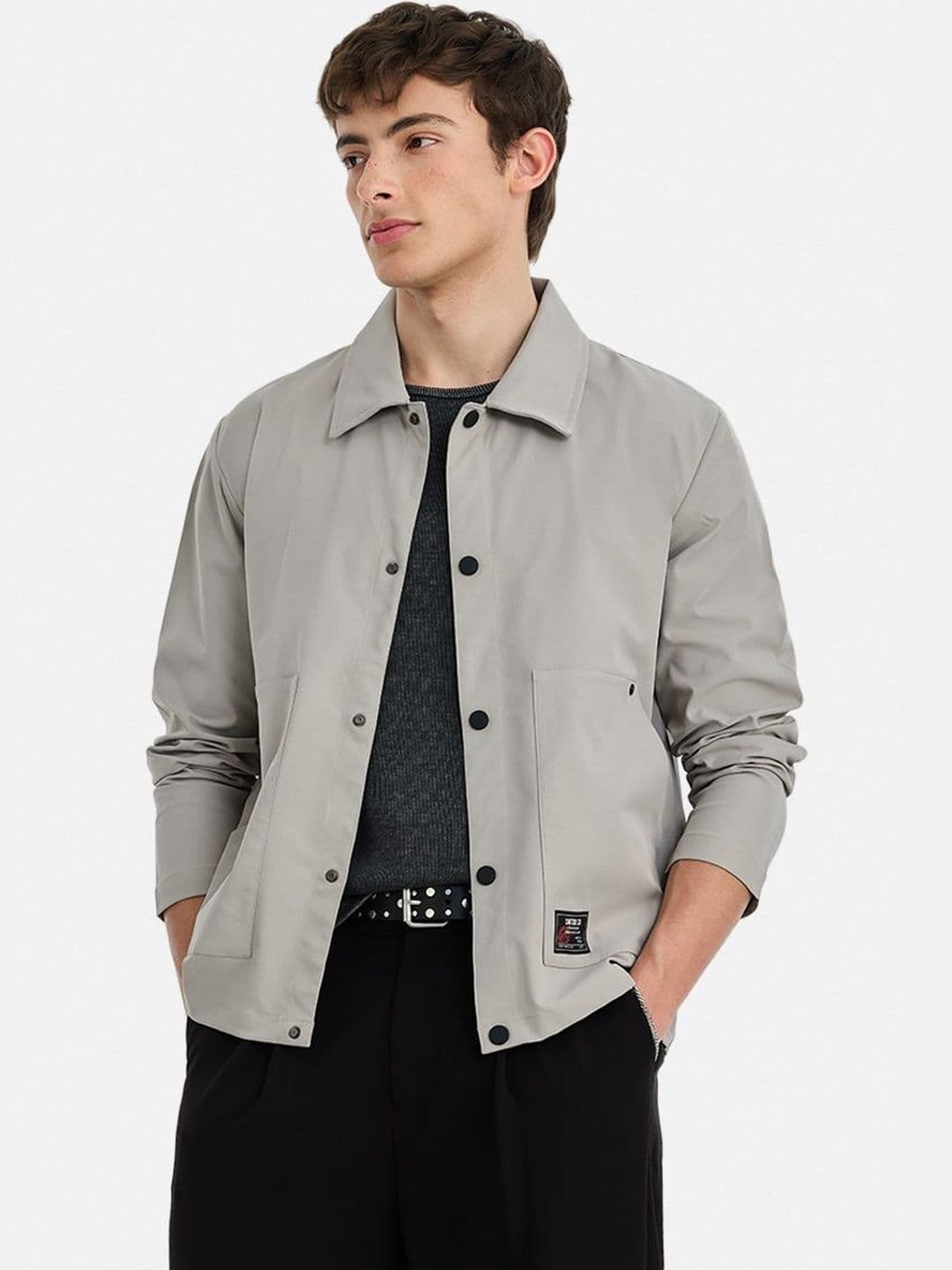 Snitch Light Grey Solid Jacket - view 1