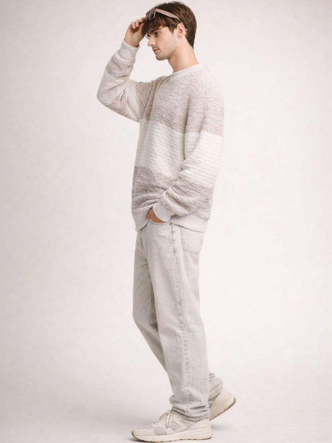 The Roadster Lifestyle Co Colourblocked Round Neck Pullover Sweater