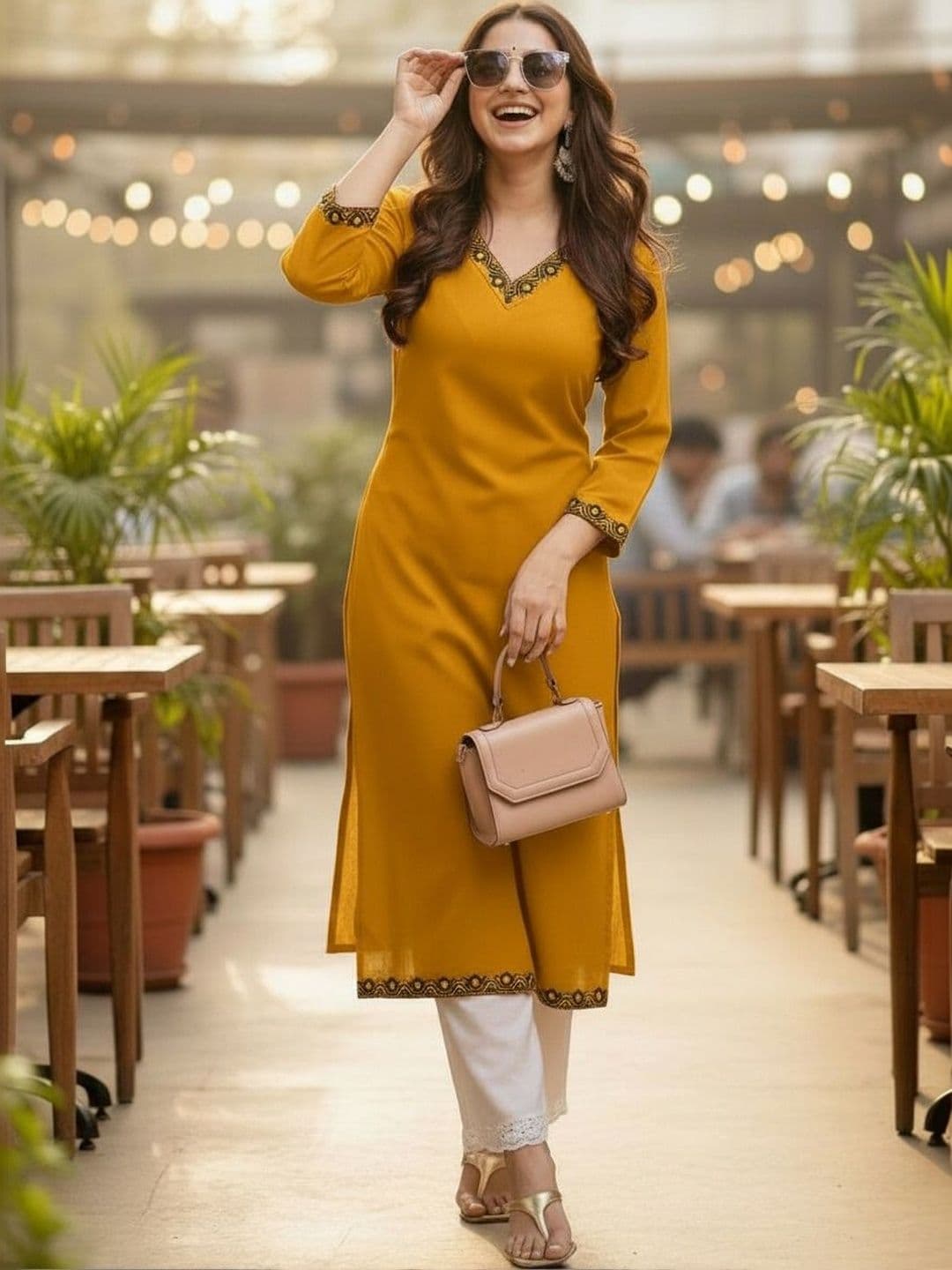 Pjyot by surhi Women Embroidered Thread Work Kurta - view 1
