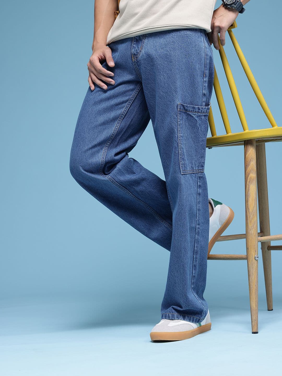 HERE&NOW Men Pure Cotton Relaxed Fit Cargo Style Jeans - view 1
