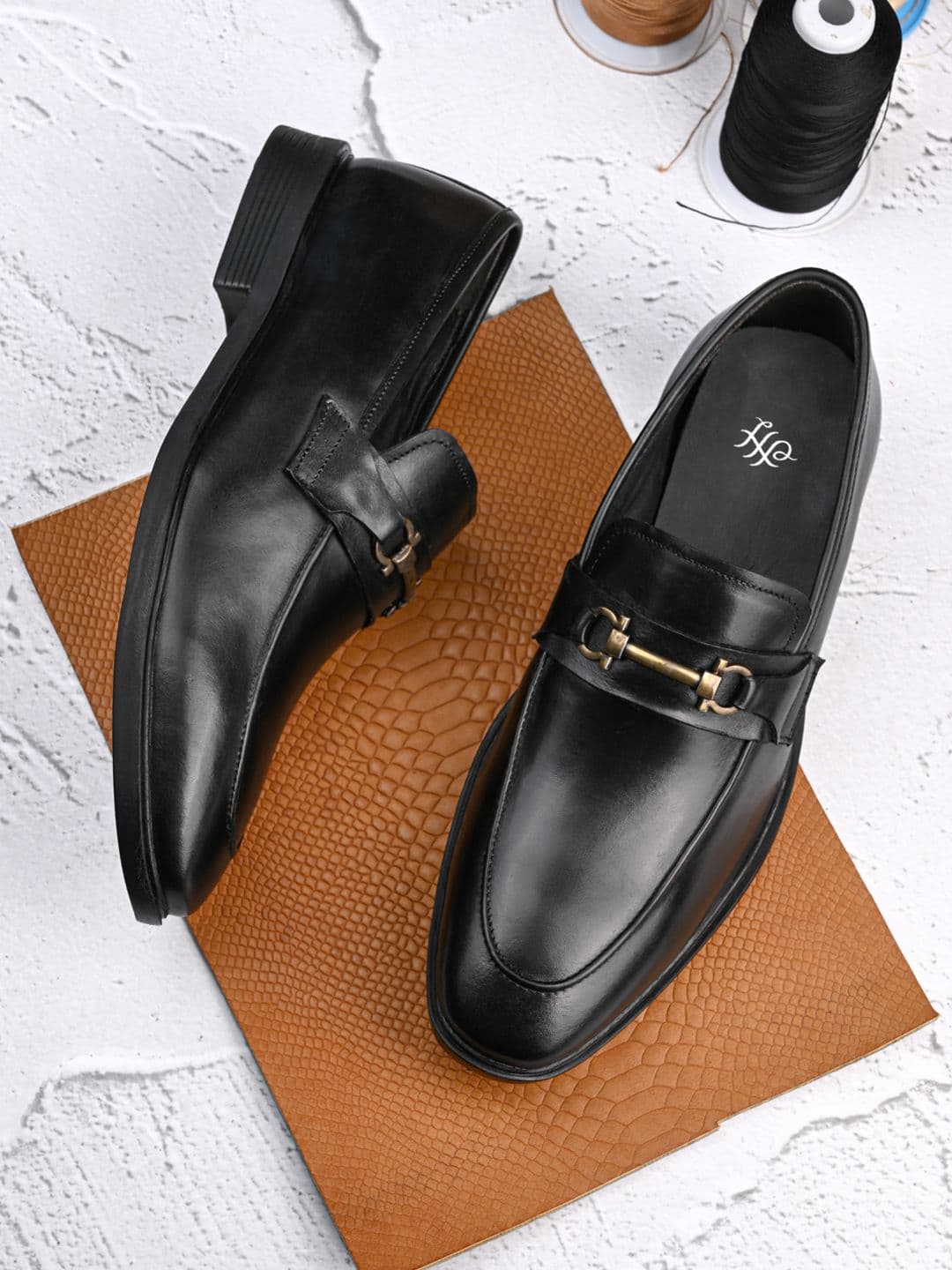 House of Pataudi Men Leather Formal Round Toe Slip-Ons - view 1