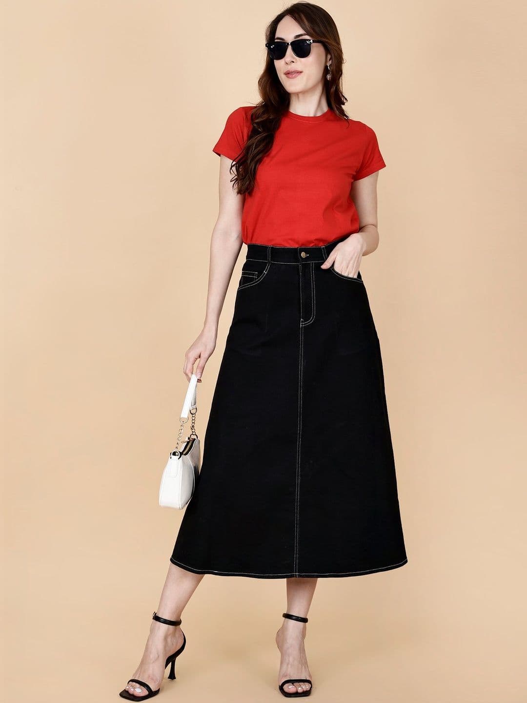 Codaisy Women Denim Maxi A-Line Skirt - view 1