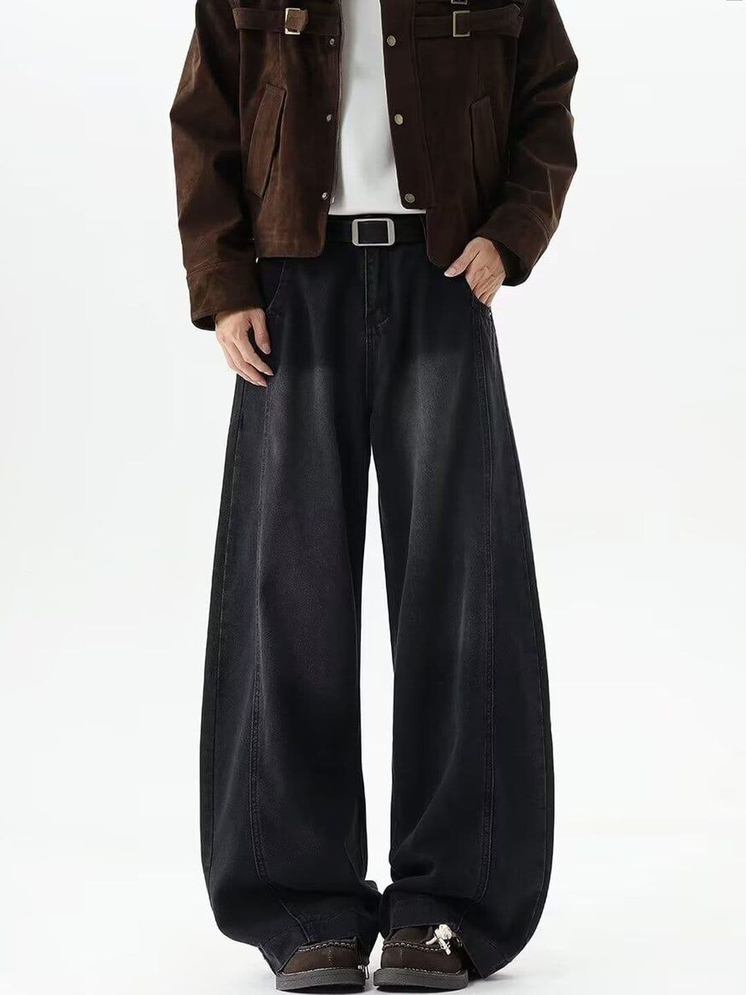 ANDREW HILL Men Wide Leg Mid-Rise Light Fade Jeans - view 1