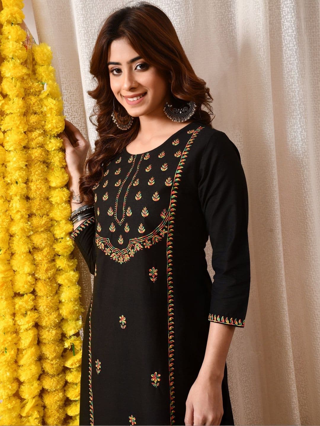 BKApparels Women Ethnic Motifs Embroidered Floral Kurta - view 1
