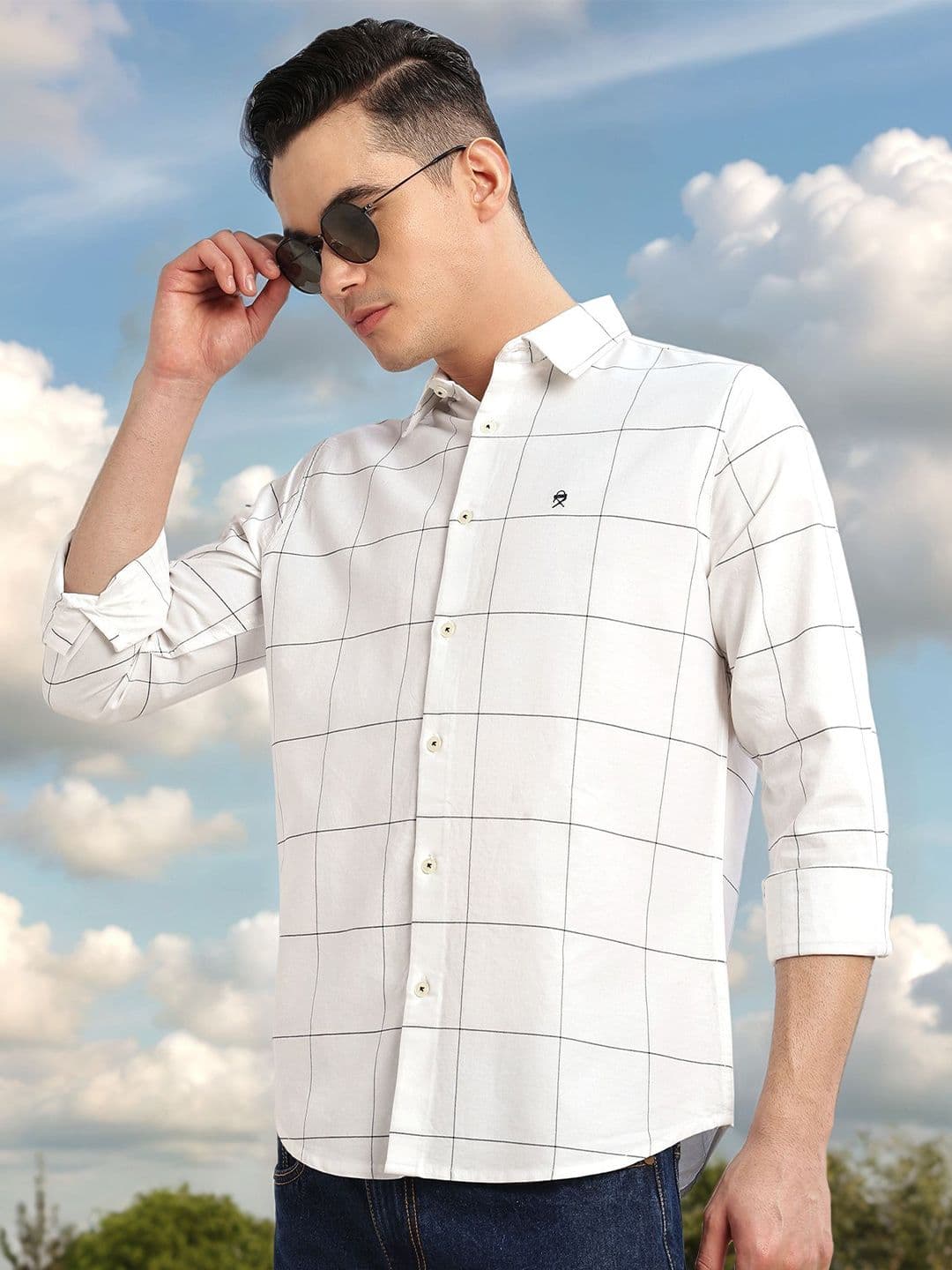 Thomas Scott Men Premium Slim Fit Windowpane Checks Casual Shirt - view 1