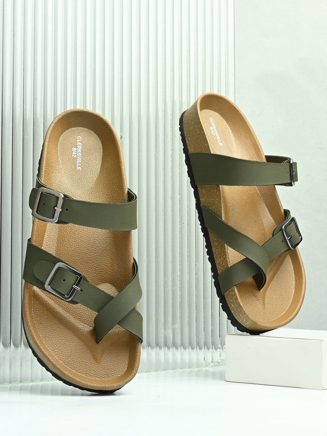 CLERKSVILLE Men Slip-On Open Toe Casual Sandals with Lightweight Grip Sole & PU Footbed - view 1