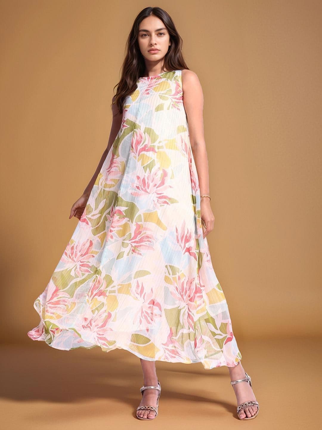 all about you Floral Print Chiffon A-Line Maxi Dress - view 1