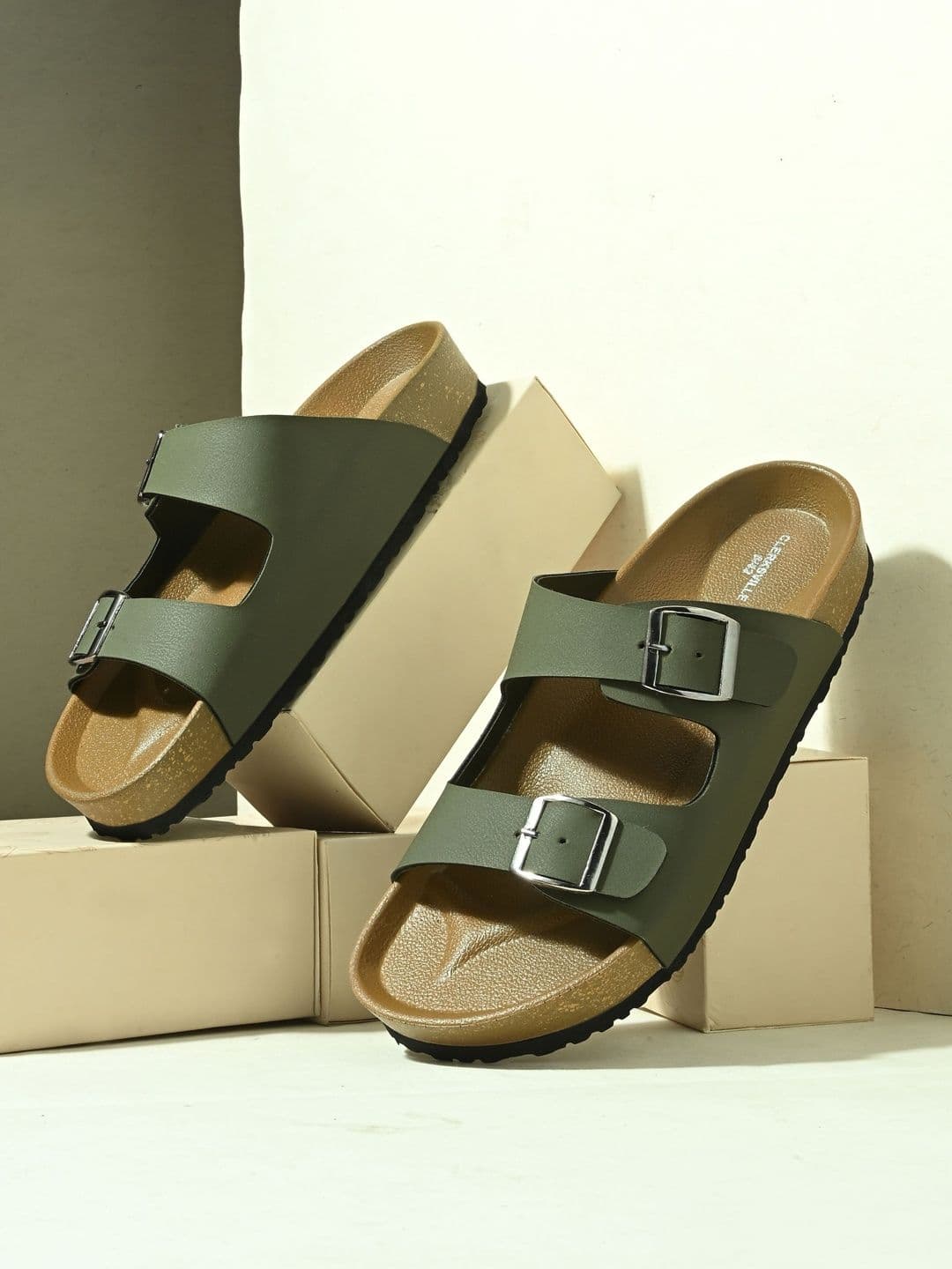 CLERKSVILLE Men Slip-On Casual Sandals with Open Toe PU Footbed & Grip Sole - view 1