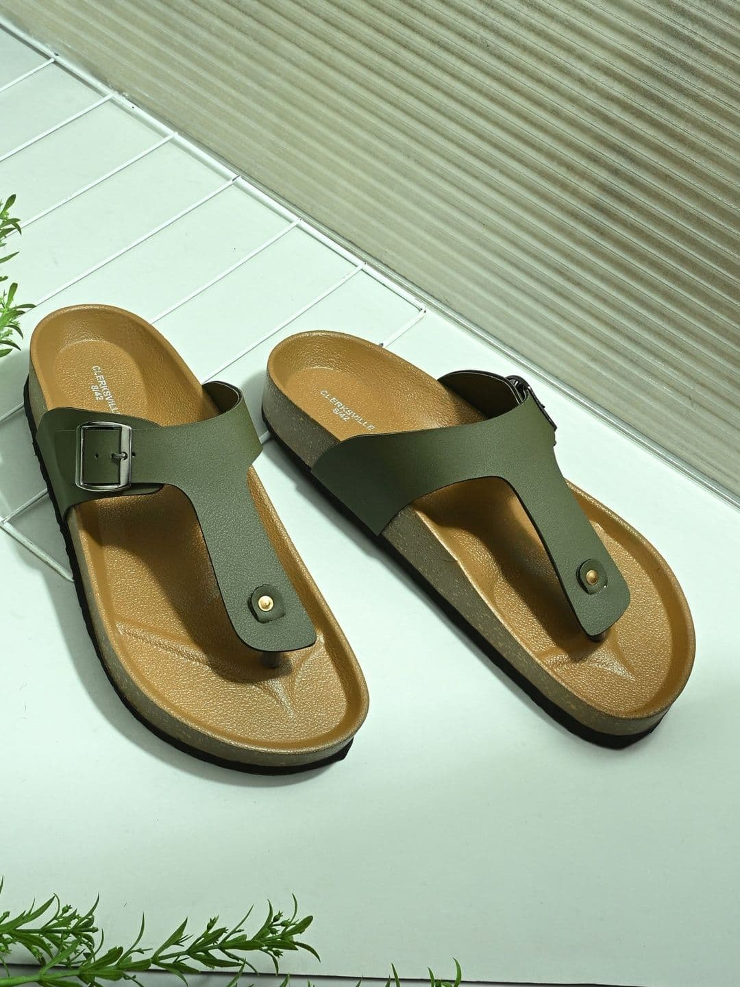CLERKSVILLE Men Slip-On Open Toe Casual Sandals with PU Footbed & Arch Support - view 1
