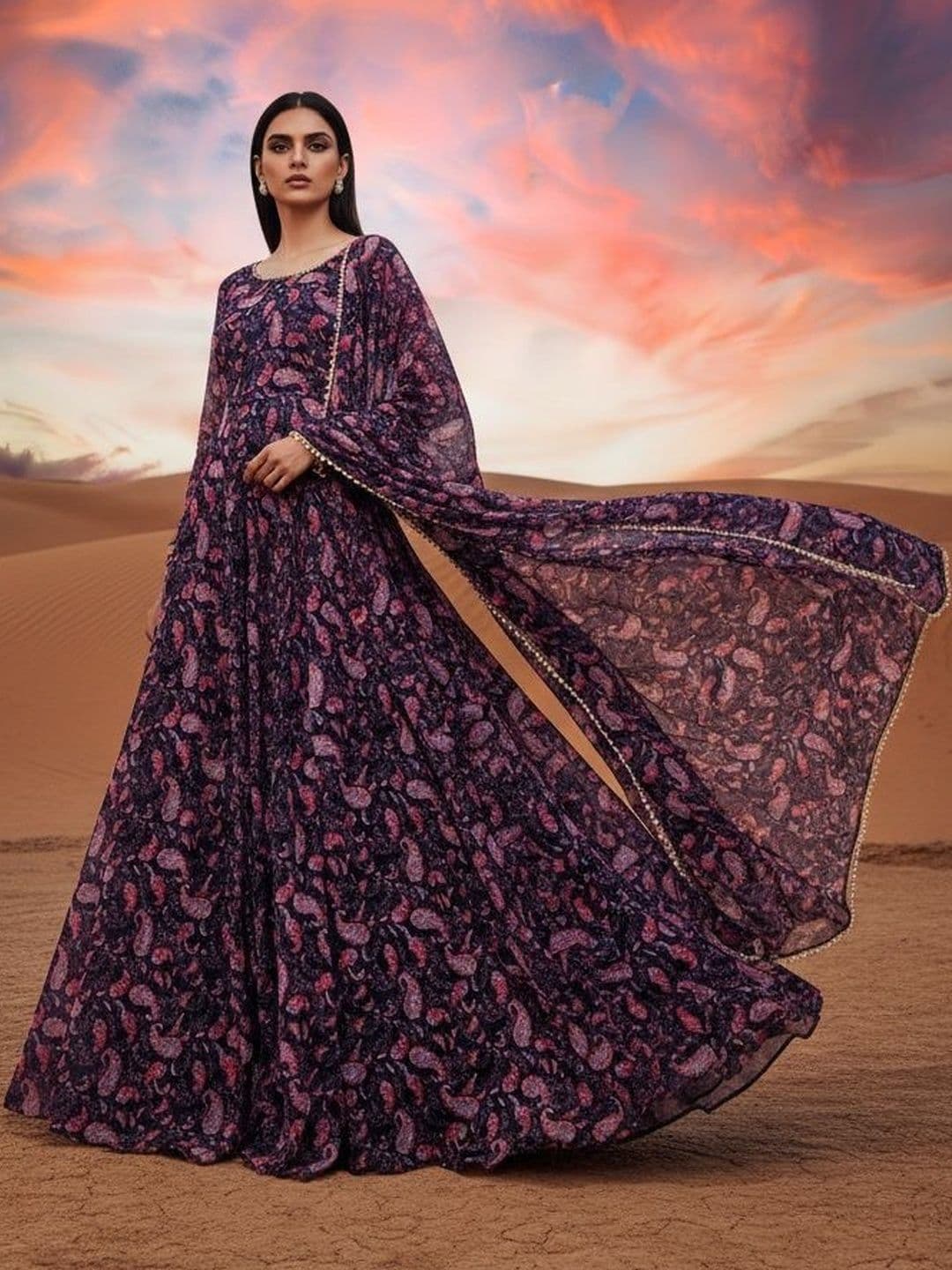 Krunal Raiyani Print Crepe Maxi Dress - view 1