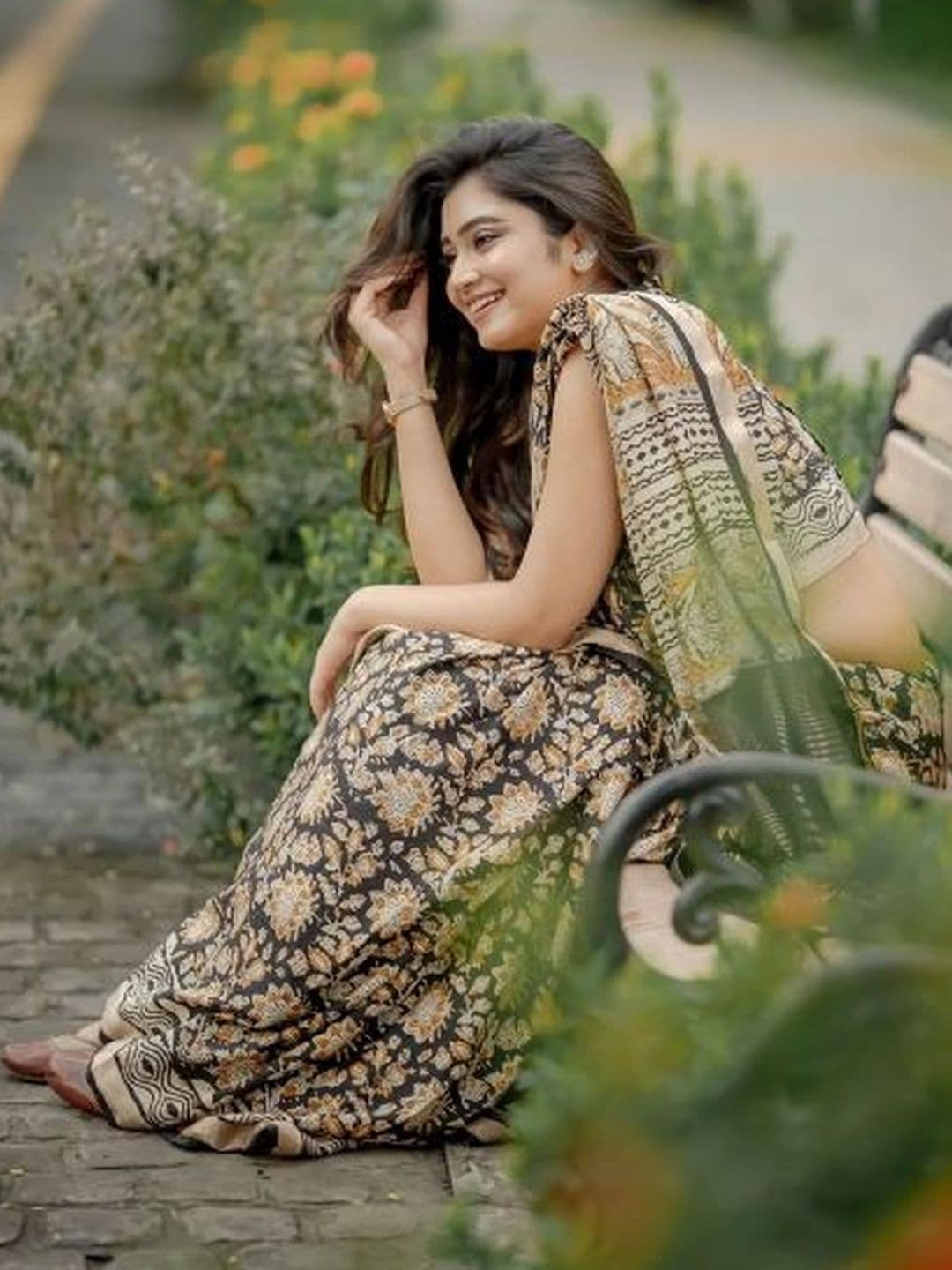 Mitera Ethnic Motifs Pure Cotton Handloom Block Print Saree - view 1