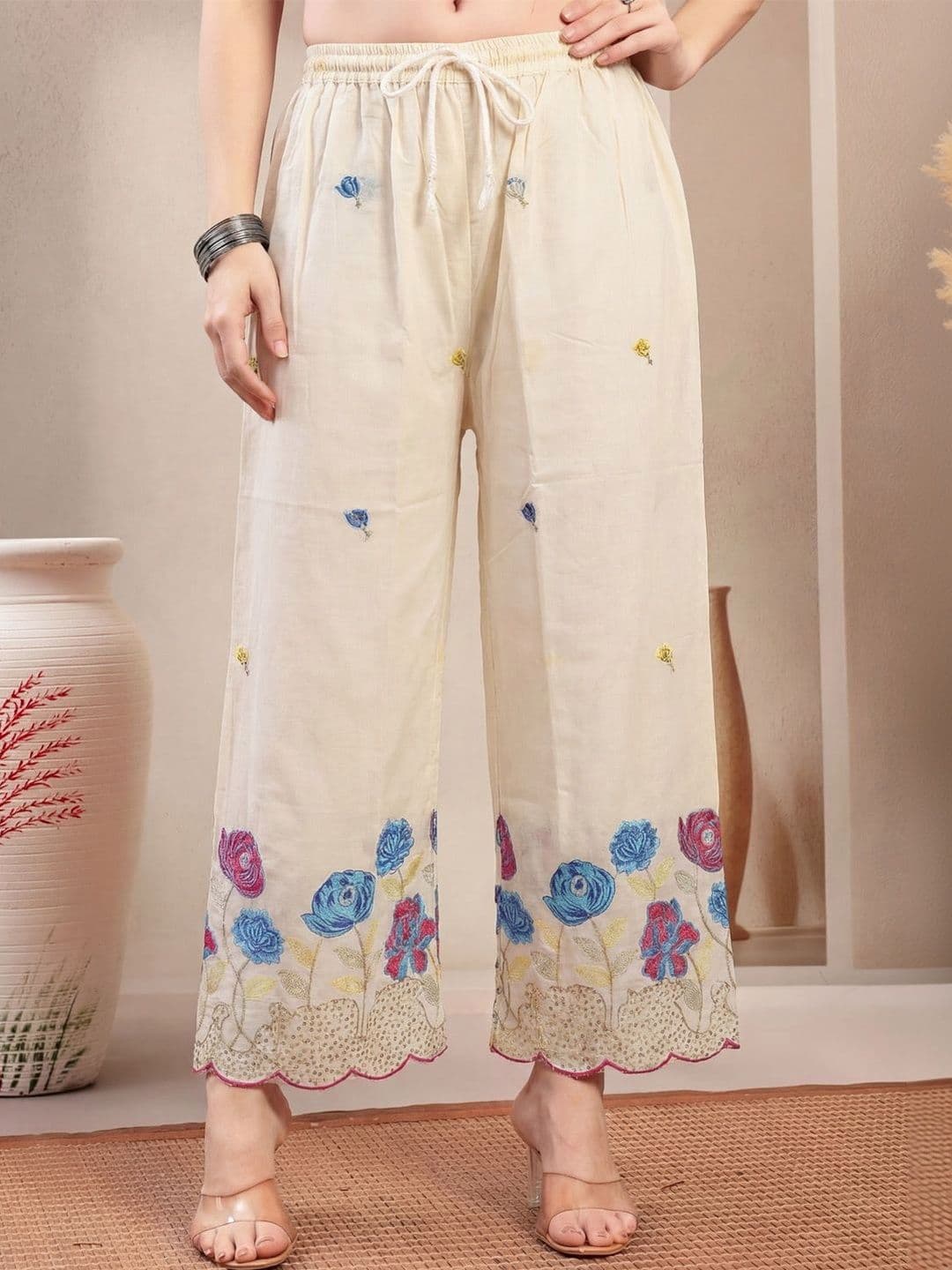 Clora Creation Women Floral Embroidered Ethnic Palazzos - view 1