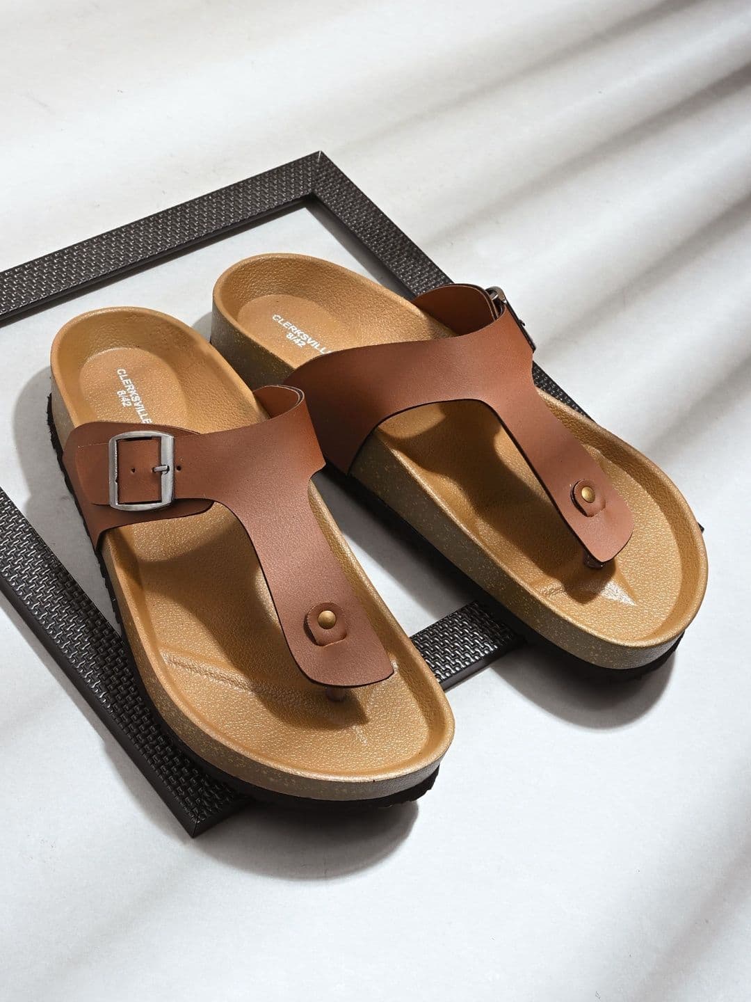 CLERKSVILLE Men Slip-On Open Toe Casual Sandals with PU Footbed & Arch Support - view 1